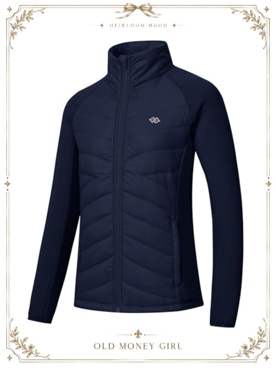 Other - Women's Hybrid Quilted Fleece Lined Full Zip Hiking Jacket Stand Collar